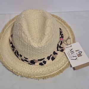 Straw Fedora with Leopard Band